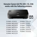 Canon PG-245 / CL-246 Genuine Ink Value Pack (2 Cartridges), Compatible with iP2820, MG2420/2924/2920/3020/2522/2525, MX492, TS3120/302/302a/202/202a/4520/3320 Canon