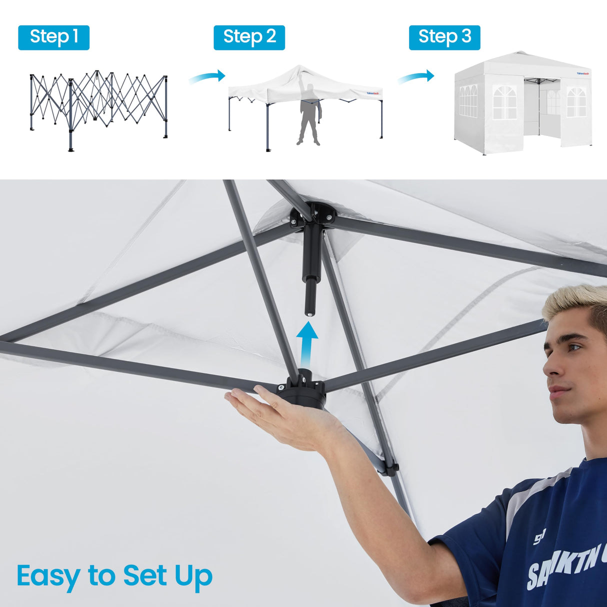 Yaheetech 10x10 FT Pop Up Canopy Tent with 4 Side Walls & One-Push Setup & Roller Bag, Outdoor Heavy-Duty Instant Event Tent for Garden/Wedding/Party, White Yaheetech