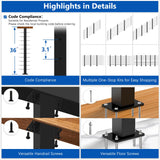 Zylorix 36" One-Stop Black T304 Cable Railing Posts Kit(Flexible DIY), Include 4Pack Level Drilled Line Posts, 177ft 1/8" Wire Rope, Complete Cable Railing System DIY Kit with Cutter(No Handrail) Zylorix