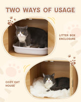 JubiNatural Cat Litter Box Enclosure,Stylish Hidden Litter Box Furniture, Modern Cat Litter Furniture Cabinet, Side End Table, Cat House with Scratch Pad, for Living Room, Bedroom, Entry Foyer JubiNatural