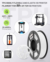 COLIDO Flexible TPU 3D Printer Filament - Shore 95A, 500G Spool, 1.75mm Diameter, Ideal for Durable and Elastic Prints(White,1-Pack) CoLiDo