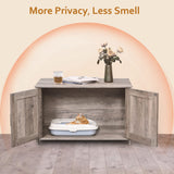 Homhedy Cat Litter Box Enclosure,Litter Box Furniture Hidden with Barn Door,Wooden Cat Washroom Furniture,Cat House,Fit Most of Litter Box, Greige Homhedy