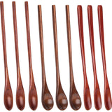 HANSGO 9PCS Wooden Coffee Spoons, Long Handle Wooden Spoon Mixing Honey Spoon Handmade Wood Stirring Spoon for Team Jam Dessert Honey Kitchen Utensil HANSGO