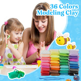 36 Colors Polymer Clay, Modeling Clay for Kids DIY Starter Kits, Oven Baked Model Clay, Non-Sticky,with Sculpting Tools, Great Gift for Children, Adults and Artists Wolwefa