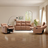 CANMOV Manual Loveseat Recliner Sofa Set, Wall-Hugger Reclining Living Room Furniture Set, Leathaire 2-Seater Recliner Chair and 3-Seat Reclining Sofa Couches for Office, Villa, Brown(Loveseat+Sofa) CANMOV