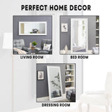 Classy Full Length White Wood Mirror – Standing or Wall Mounted | Rust-Resistant Coating | Ideal Full Body Dressing Mirror for Bedroom, Living Room, Beach Décor – Durable, Shatterproof Design Naomi Home