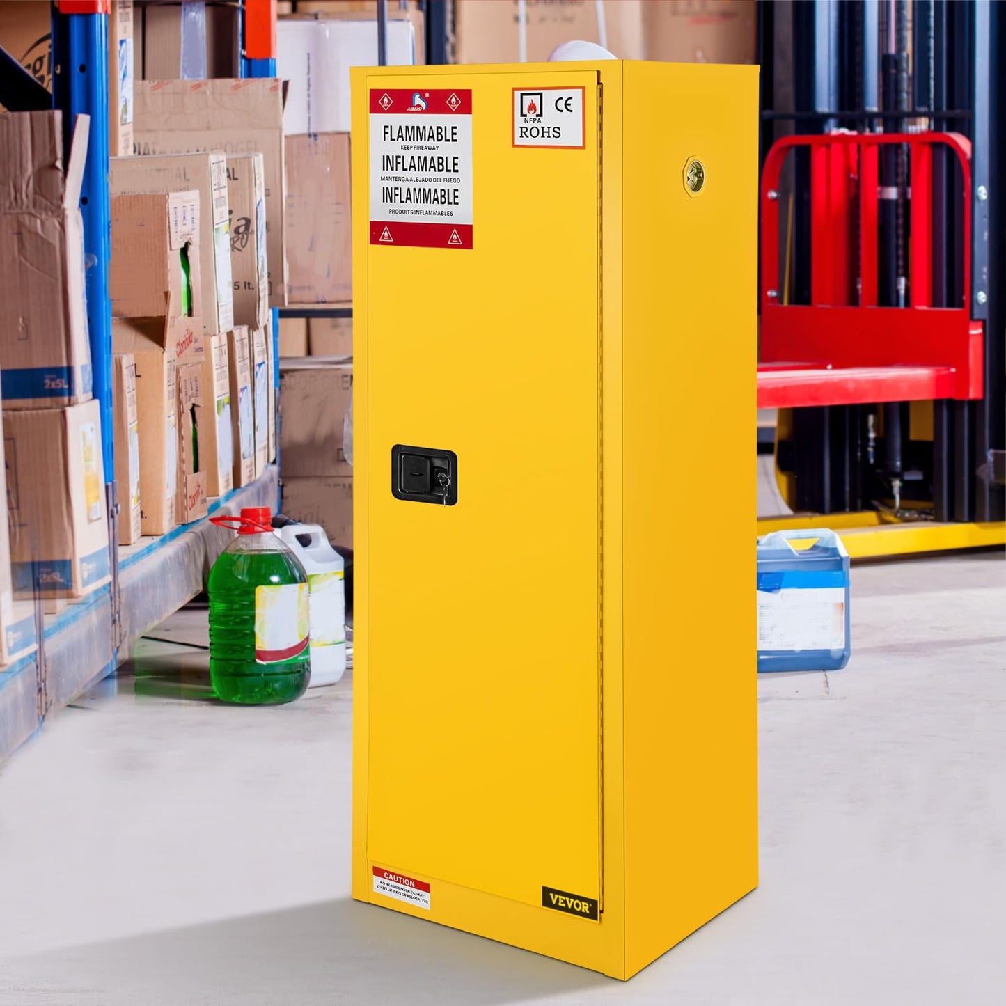 Vevor Flammable Cabinet 18" x 18" x 35", Galvanized Steel Safety Cabinet, Adjustable Shelf Flammable Storage Cabinet, for Commercial Industrial and Home Use, Yellow: Industrial & Scientific - WoodArtSupply