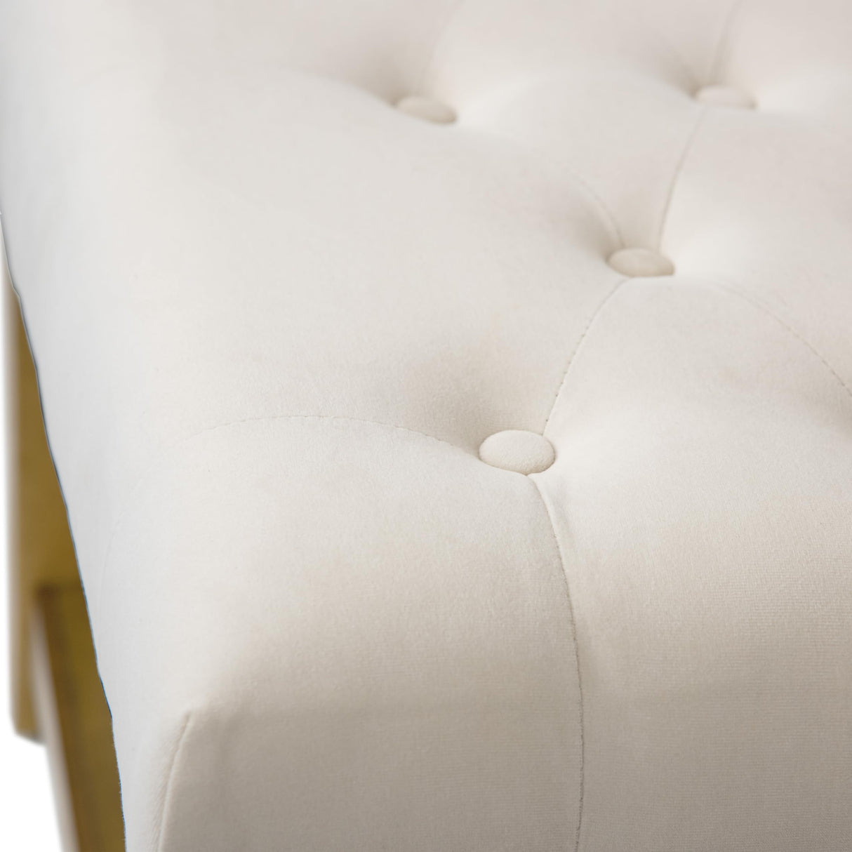 HomePop Tufted Ottoman with Wooden Storage - Cream HomePop