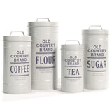 Barnyard Designs Canister Sets for Kitchen Counter, Farmhouse Canisters Sets for the Kitchen Countertop, Coffee Tea Sugar Flour Metal Containers with Lid (White) Barnyard Designs