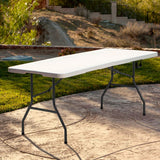 6FT Picnic Table Folding Table Camping Table Plastic Table Fold Up Table Lock for Party Event,White BestOffice