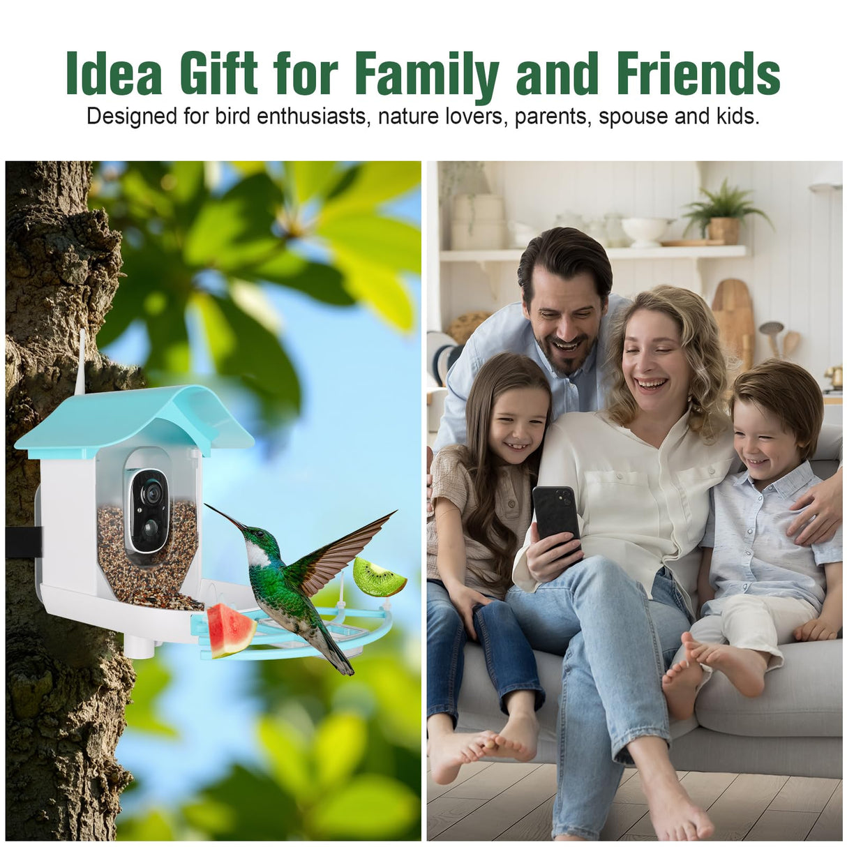 Bird Feeder with Camera,AI Identify Birds Species,Solar Powered,Auto Record Videos in Backyard,Instant Notifications,Ideal Gift for Family and Bird Lovers ANMESC