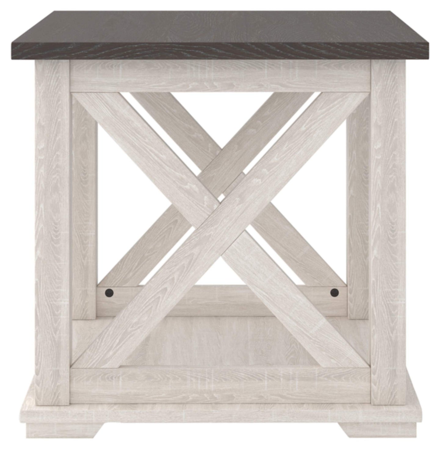 Signature Design by Ashley Dorrinson Square Modern Farmhouse End Table, 23"D x 23"W x 22"H, Two Tone White & Brown - WoodArtSupply