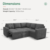 HONBAY Modular Sectional Sleeper Sofa with Pull Out Bed, Corduroy L Shaped Couch with Storage Seats, Convertible Sectional Couches for Living Room, Dark Grey HONBAY
