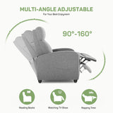 Recliner Chair with Massage and Lumbar Support, Small Fabric Home Theater Seating, Adjustable Modern Reclining Chair for Adults in Living Room Zibbizo