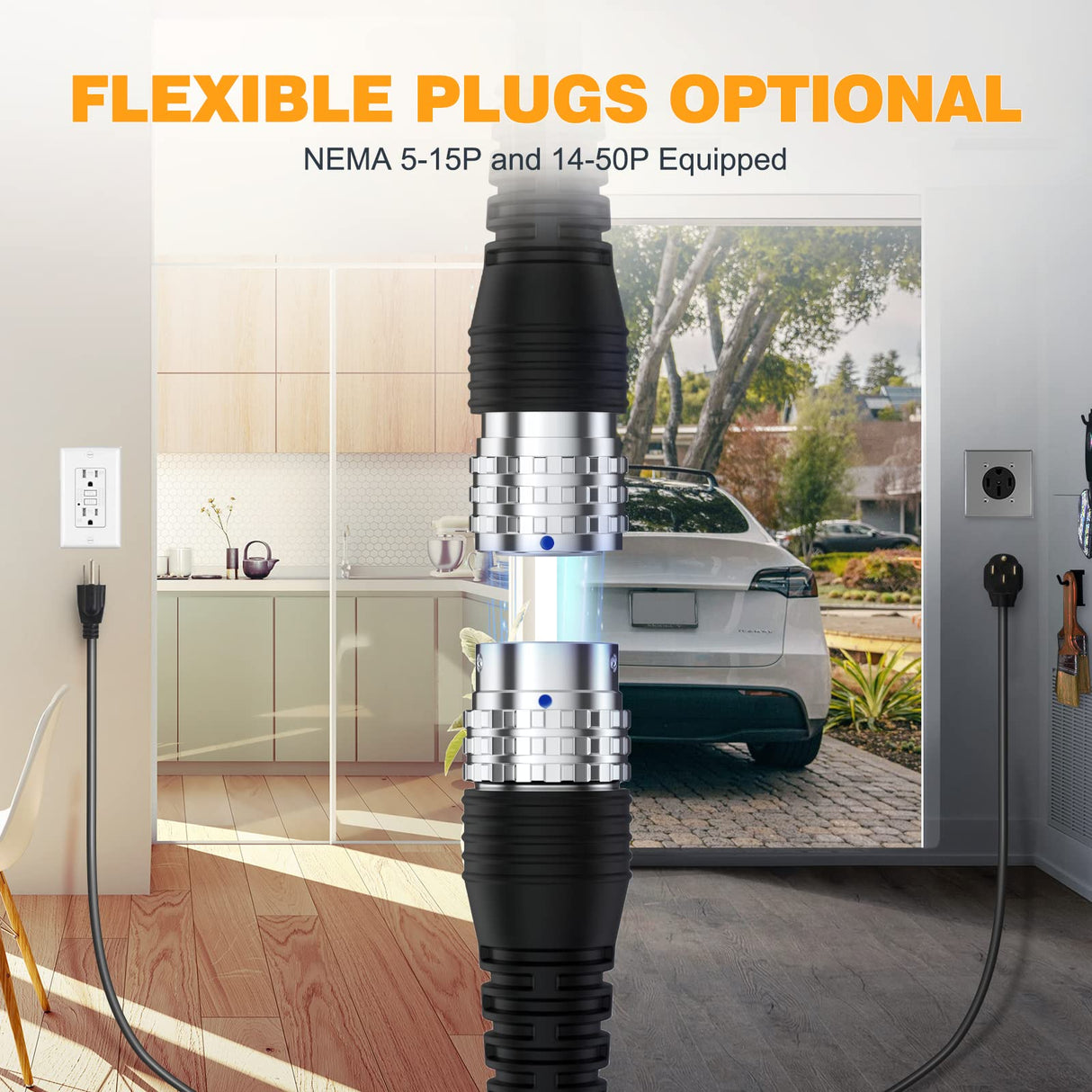 MUSTART TRAVELMASTER Level 2 Portable EV Charger, 25ft Cable, Intelligent Plug Identification Auto-Adjusts Maximum Safe Current 15A/25A/32A Electric Vehicle Plug-in Charging Station (2-Gen) MUSTART