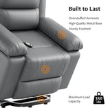 GarveeHome Faux Leather Power Lift Recliner w/Massage and Heat for Elderly, Recliner Chairs with Pockets for Living Room (Gray, Medium) GarveeHome