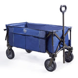 TIMBER RIDGE Tailgate Collapsible Folding Wagon Cart, Heavy Duty Utility Push Pull Beach Wagon Foldable, Outdoor Grocery Cart with Side Pockets for Camping, Garden, Shopping, Holds 225 lbs, Blue TIMBER RIDGE