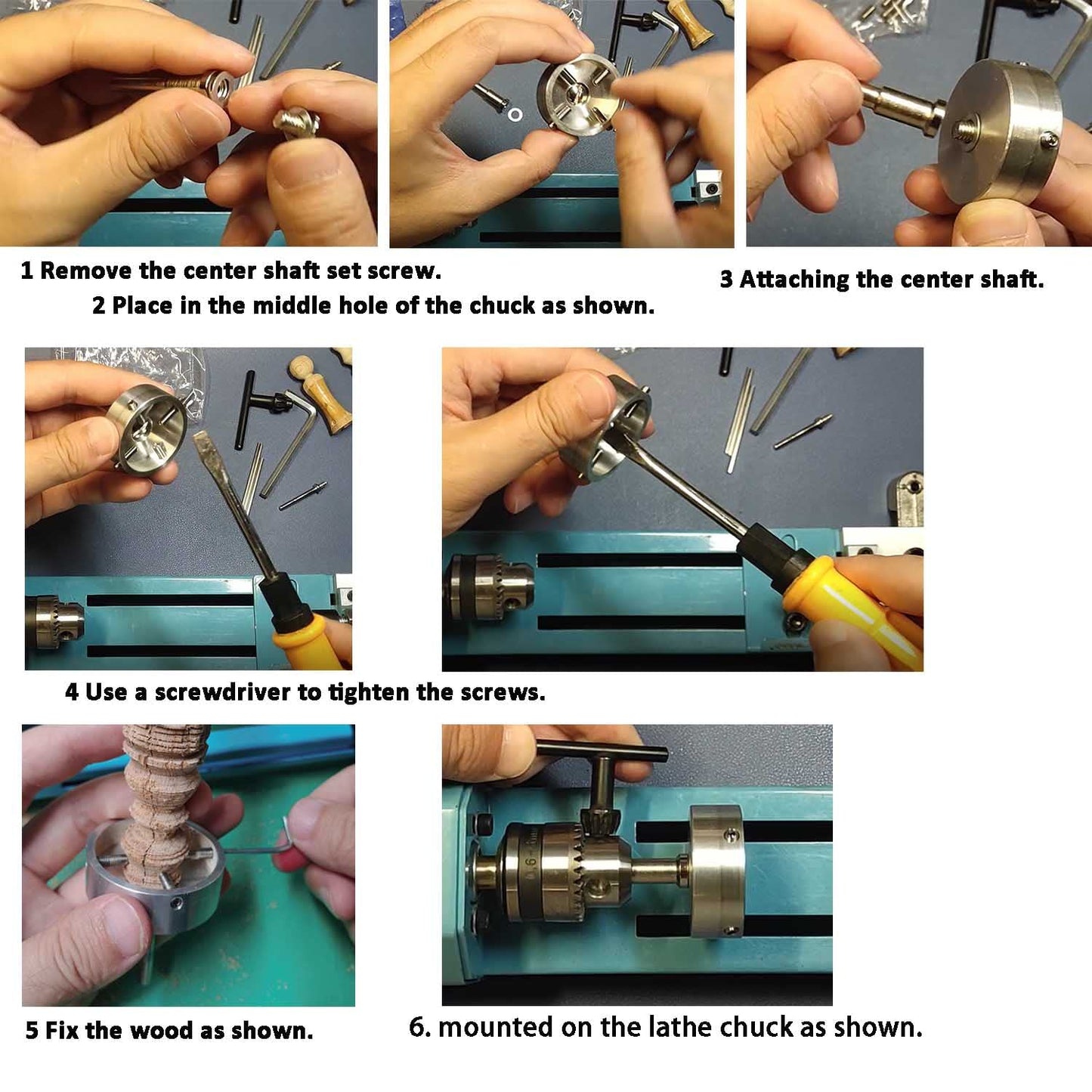 Mini Lathe Wood Lathe Machine Woodworking Lathe Chuck 4 Grips Kits（Excluding lathes）