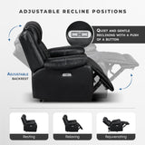 Lexicon Wall Hugger Power Double Reclining Loveseat with Console, Faux Leather Home Theater Seating with LED Lighting, Charging Ports, Bluetooth Speaker Wireless, Cup Holders, Hidden Storage, Black Lexicon