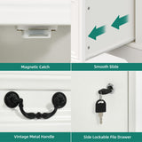 YITAHOME Executive Desk with Power Outlets, 59" Farmhouse Computer Desk with Drawers, Wood Office Desk with Storage Cabinet, Keyboard Tray, Workstation for Home Office, Black & Off White YITAHOME