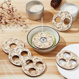 BENECREAT 6 Pcs 3 Styles Wooden Wick Centering Tool, 2.95 Inch Engraved Patterned Wick Holder, 1-Hole 2-Hole 3-Hole Candle Wick Stabilizer for Candle Making DIY BENECREAT
