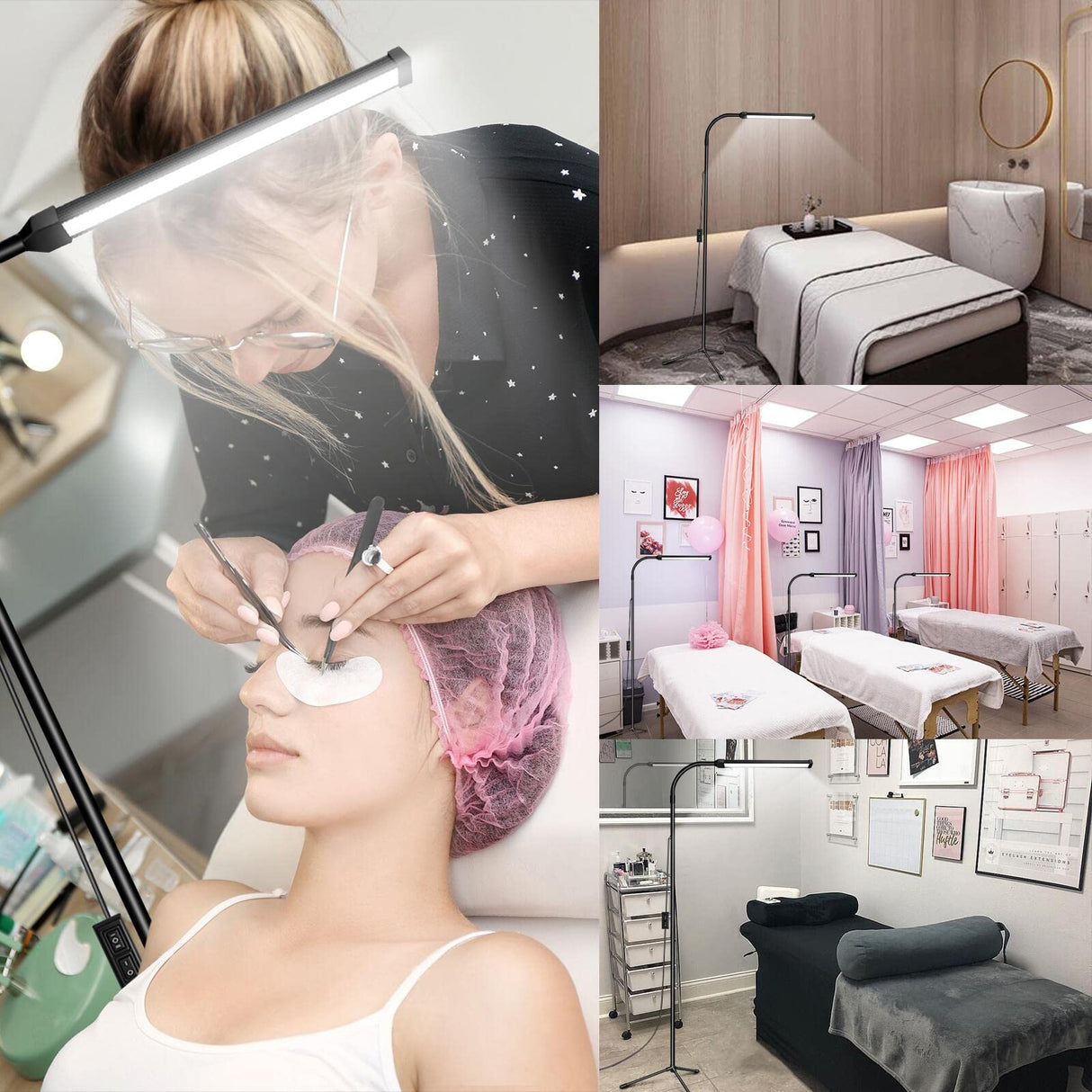 Led Floor Lamp for eyelash extensions Standing light Floor Lamps for Office Standing Lamp Brightness eyelash lamp tattoo Light Eye Caring Reading lamp for Bedroom makeup light lash light extension EBEST