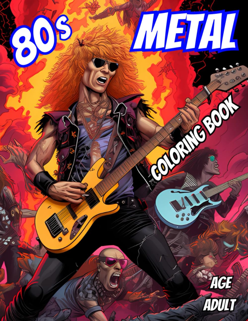 80s Metal Music Coloring Book: 1980s Heavy Metal Music Coloring for for Adults, Guitarist, Drummers, Singers, and Bass Players