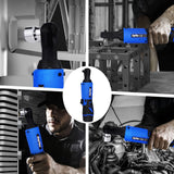 Qimu Cordless Electric Ratchet Wrench Set, 3/8" 12V Power Ratchet Driver Cordless Power Ratchet Tool Kit with 2 Packs 1500mAh Lithium-Ion Battery, 7 sockets and Charger, LED Light Qimu