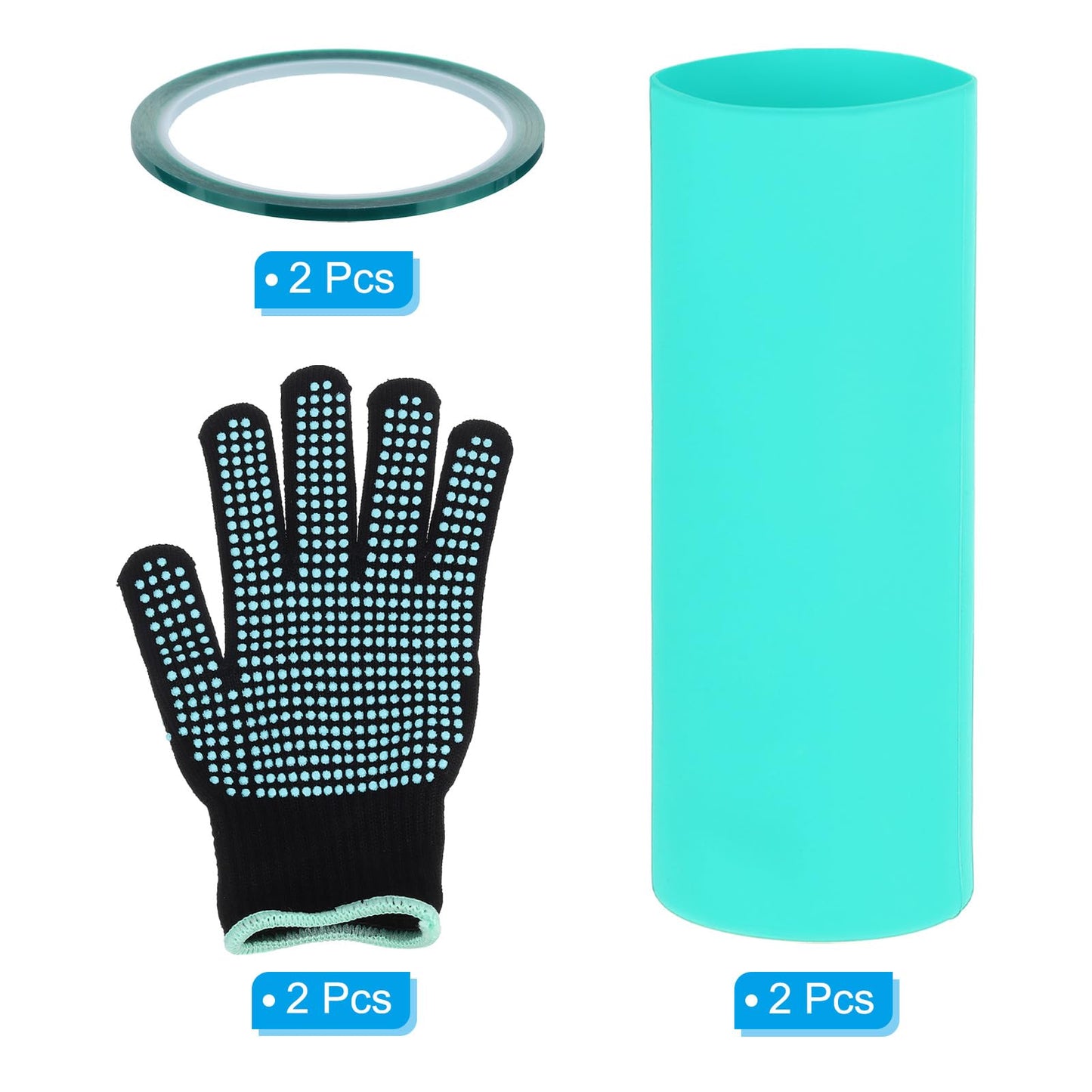 PATIKIL Silicone Sublimation Tumblers Sleeve Kit, Heat Resistant Seamless Tumblers Wrap for 20 Oz Sublimation Blank Cups with Glove Tape, Green - WoodArtSupply