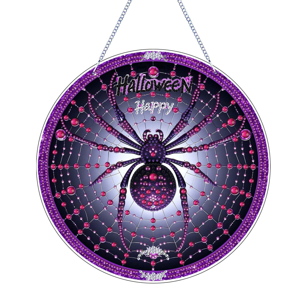 Halloween Diamond Art Painting Kit, Hanging Double Sided Diamond Art Suncatchers, Horror Diamond Art Painting Crafts Gift, DIY 3D Special Gem Diamond Dot Kit for Adults, Box Package (Purple-Spider) TSRUVYL