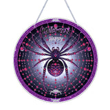 Halloween Diamond Art Painting Kit, Hanging Double Sided Diamond Art Suncatchers, Horror Diamond Art Painting Crafts Gift, DIY 3D Special Gem Diamond Dot Kit for Adults, Box Package (Purple-Spider) TSRUVYL