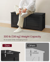 VASAGLE Storage Chest, Storage Trunk with 2 Safety Hinges, Storage Bench, Shoe Bench, Farmhouse Style, 15.7 x 39.4 x 18.1 Inches, for Entryway, Bedroom, Living Room, Ebony Black ULSB061B01 VASAGLE