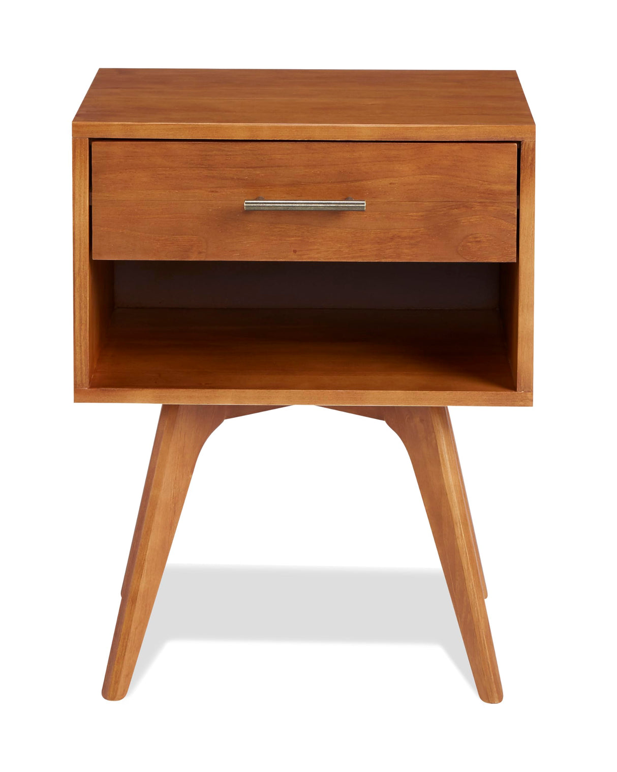 Mid Century Modern One Drawer Nightstand/Constructed of Solid Wood/Castanho Finish Camaflexi