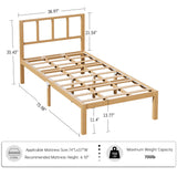 14 Inch Bamboo Bed Frame – Solid Wood Platform Bed Frame, Strong and Stable, with Non-Slip Slats for Support, No Box Spring Needed, Easy to Assemble, Noise-Free (Natural with Headboard, Twin) BambooSync