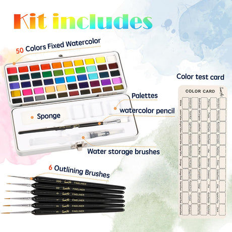Watercolor Paint Set Portable Travel Watercolor Set with Paint Brushes and Accessories Convenient Water Colors Paint Adult Multifunctional Watercolor for Beginners Professionals YMKWZ