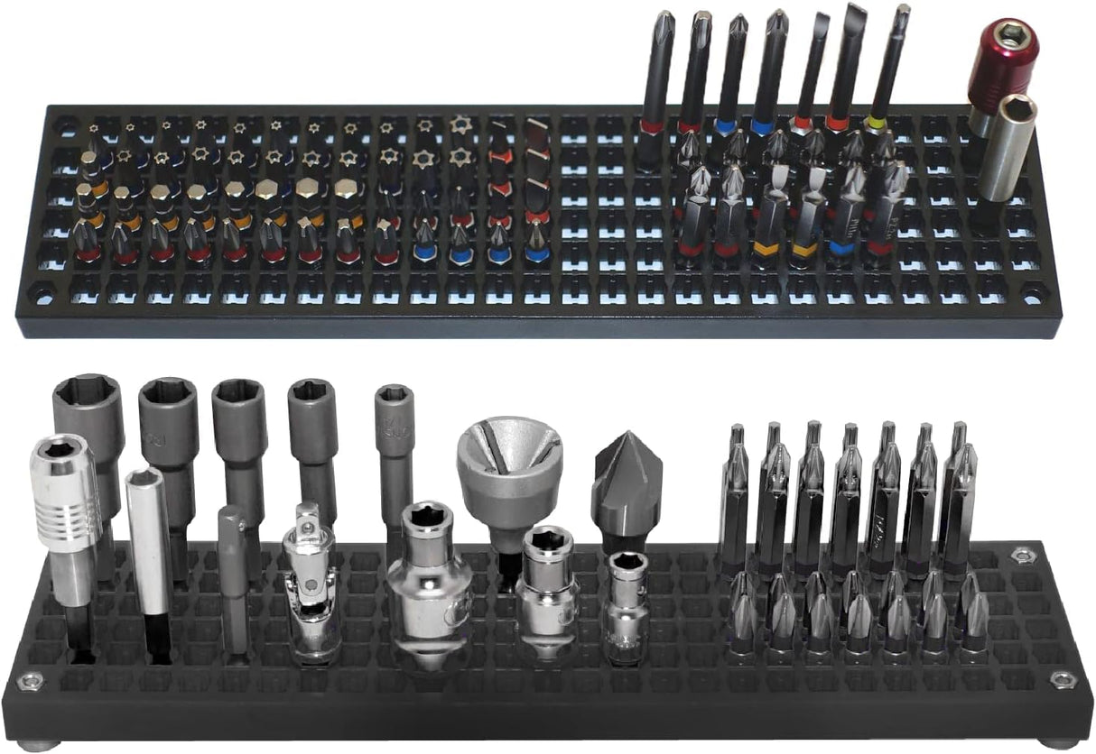 FREE ZONE - Bit Organizer Set (Black) | 158 Hole Bit Storage | 1/4 Inch Hex Bit & Drive Bit Adapter Storage | Screwdriver Toolbox Organizer | Tools are Not Included FREE ZONE Free your needs