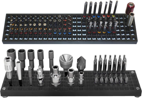 FREE ZONE - Bit Organizer Set (Black) | 158 Hole Bit Storage | 1/4 Inch Hex Bit & Drive Bit Adapter Storage | Screwdriver Toolbox Organizer | Tools are Not Included FREE ZONE Free your needs