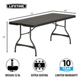 Lifetime 6-Foot Nesting Folding Table, Commercial, Black Lifetime