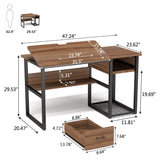 Tribesigns Drafting Table with Storage Drawers, Drawing Computer Desk Artist Craft Table Painting Desk Workstation with Shelves and Tiltable Tabletop for Students, Home Office Tribesigns
