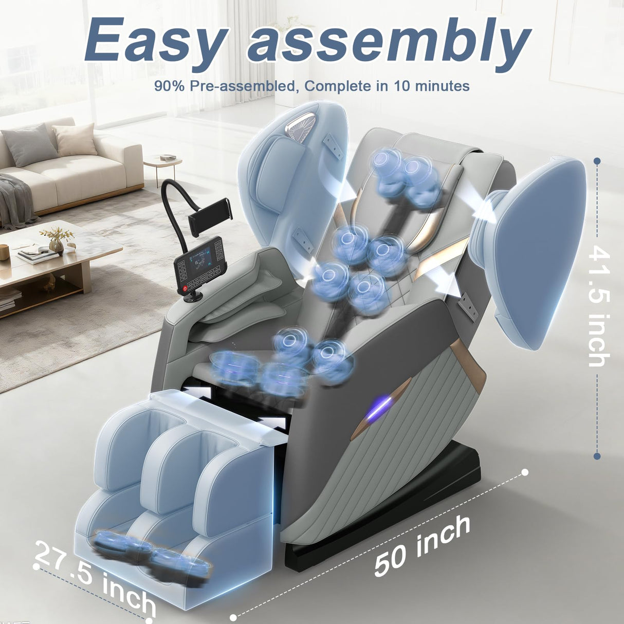 Srfzluxy Massage Chair Full Body, Zero Gravity Massage Chair with 16 Fix Rollers, Auto Massage Program, Foot and Calf Massage, Recliner Chair with Heating, Touch Screen Controller, Bluetooth Speaker Srfzluxy