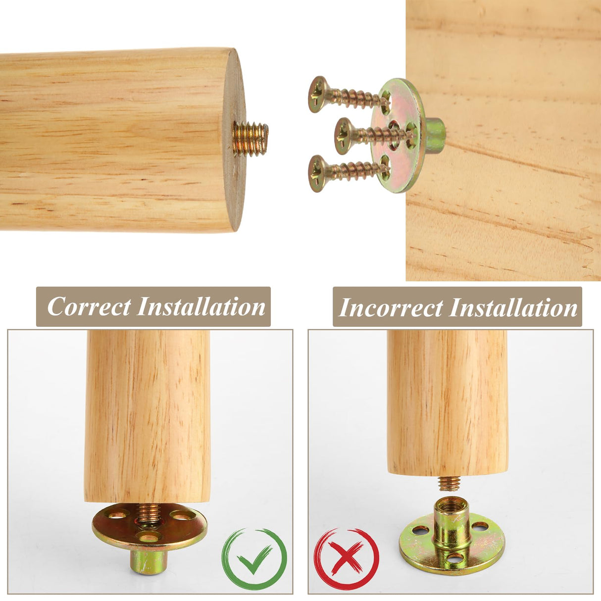 FVIEXE 16 Inch Wood Table Legs, Mid Century Furniture Legs Set of 4, Round Wooden Replacement Legs for Coffee Table Side Table End Table Night Stand Tapered Desk Chair Legs, Straight FVIEXE