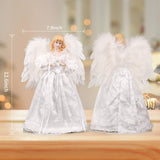 Christmas Tree Topper with Lights | 12.5 inch White Angel Tree Topper | Battery-Powered Tree Toppers Christmas Decorations Rcrirth