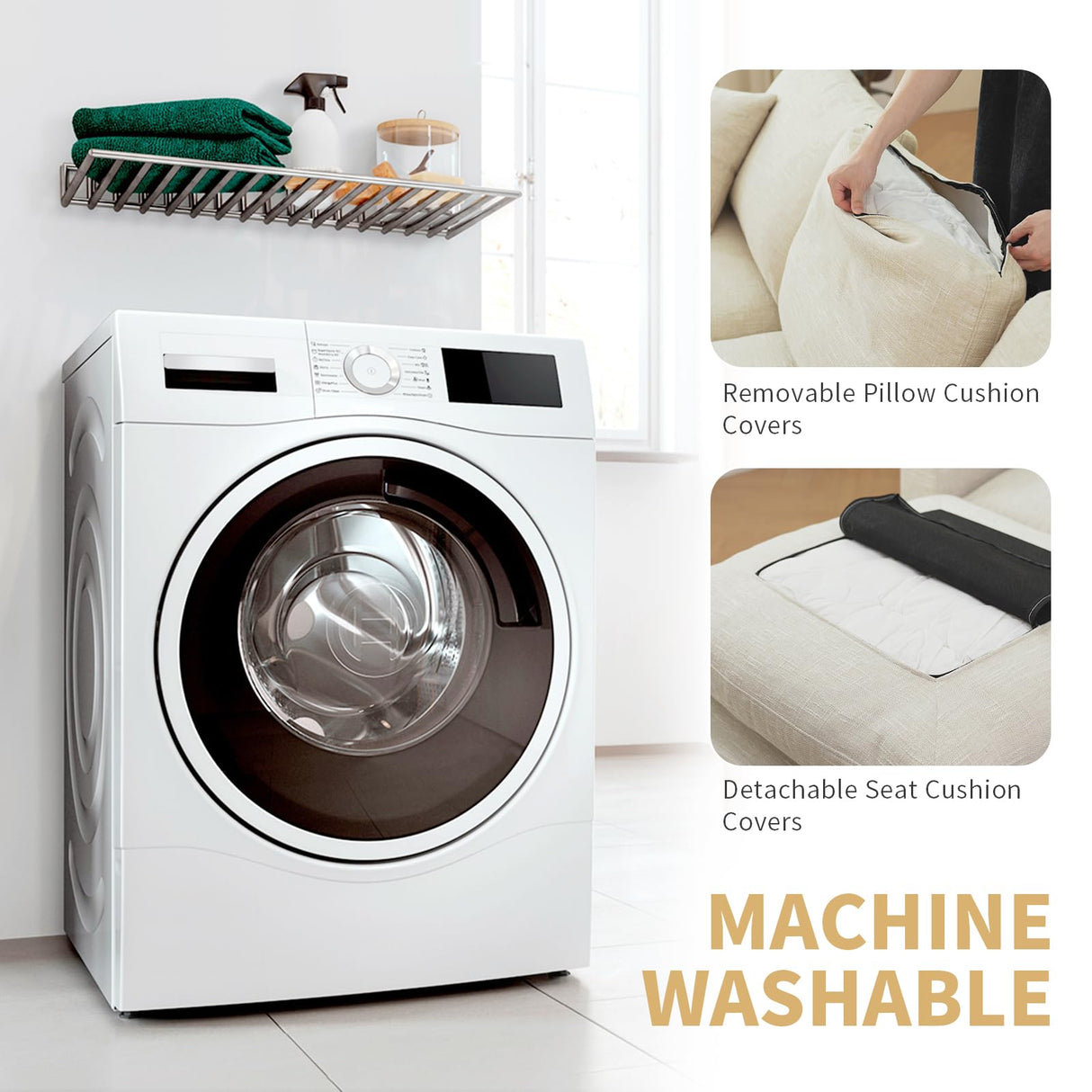 Gtilzria Cloud Sectional Linen Couch for Living Room V-Shape Sofas,5 Seat Modern Modular Sofas,Couches Cushion Covers Removable,Cozy Down Filled Sofa for Apartment Beige Gtilzria