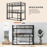 AnoYishev Triple Bunk Bed for Kids,Twin Over Twin Over Twin Metal Bunkbeds with Ladder for Kids Teens Bedroom, No Box Spring Needed, Easy Assembly (Black) AnoYishev