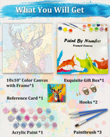 TOCARE Framed Paint by Numbers Kit for Adults, Deer Paint by Numbers with Frame,Deer Paint by Number on Framed Canvas for Adult Beginner & Kids Ages 8-12(10x10 Inch, Without Easel) TOCARE