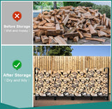 Fandature 8Ft Firewood Rack Adjustable Fireplace Wood Holder For Outdoor Indoor Storage Log-Heavy Duty Fire Log Lumber Stand Stacker, Black Fandature