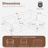 ABCASA Modular Sectional Sofa, L Shaped Couch Set for Living Room, 3-Seater Comfy Cloud Couches with Movable Storage Ottoman,DIY Combination,1400lb Capacity - Chenille Blue ABCASA