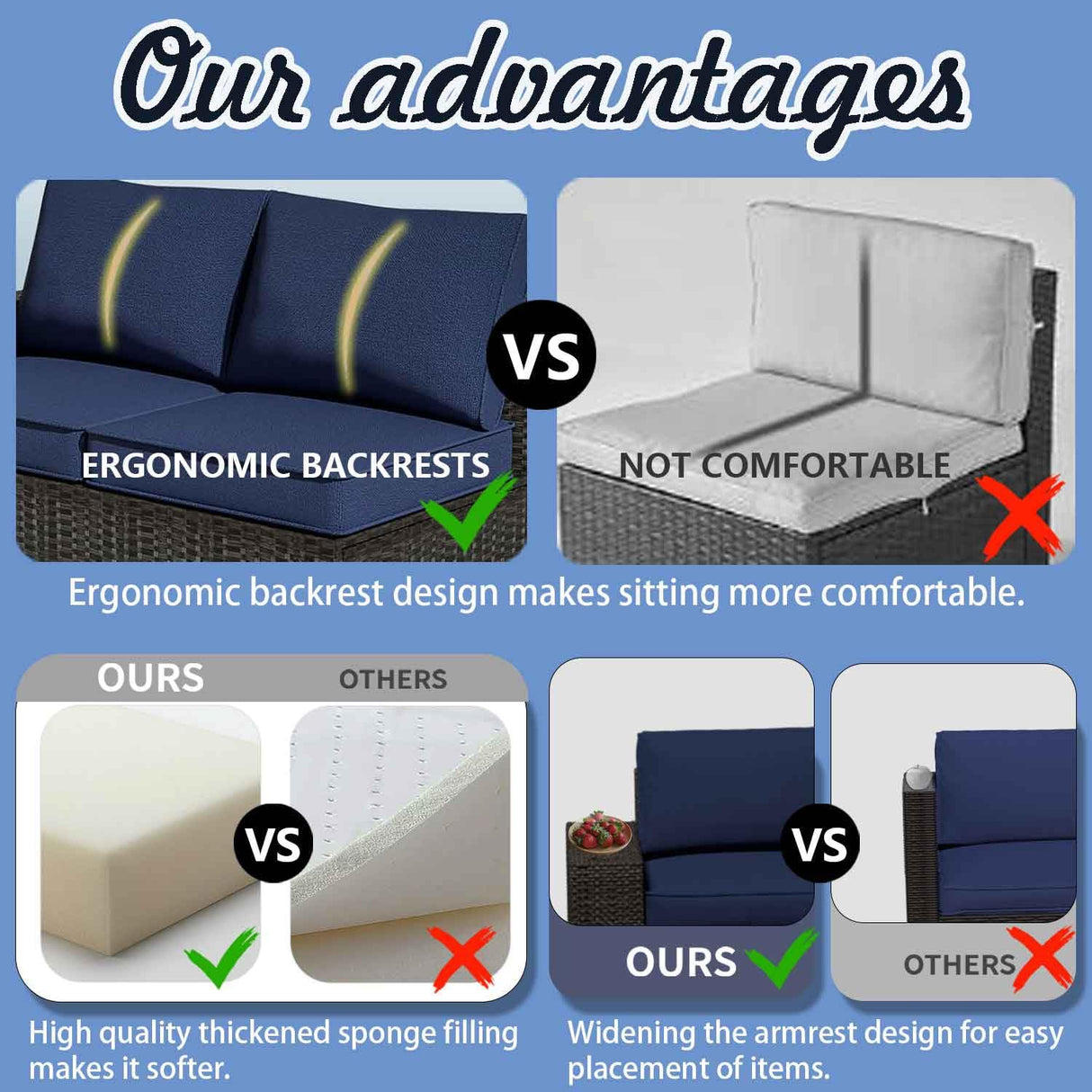 8pcs Patio Outdoor Furniture Set, Waterproof Wicker Sectional Couch Outdoor Big Sofa with Thick Cushions, All-Weather PE Rattan 8 Pieces Patio Conversation Sets for Porch,Backyard,Garden SHGJ&SOFT