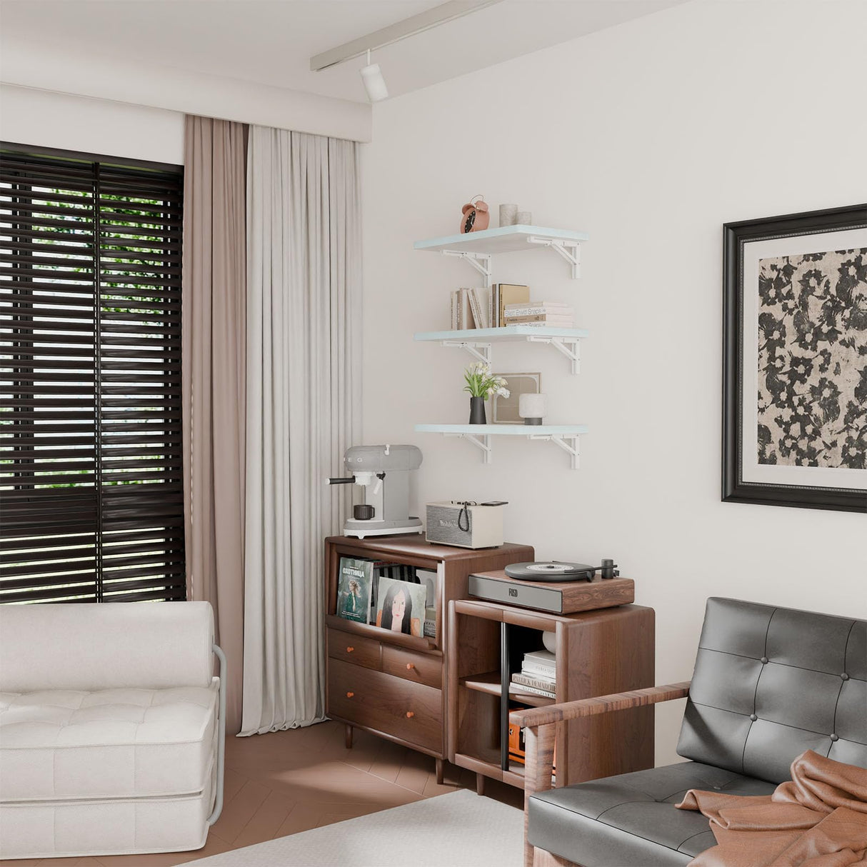 IAE Wall Mounted Folding Table with pine wood, 24" x 14" Wall Mount Drop Leaf Table, Floating Desk with Iron Bracket, Fold Down Desk for Small Spaces, Home Office, Dining, Laundry Room, Kitchen, White IAE