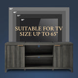 OAKHAM HOME Fluted TV Stands for Living Room, Heavy Duty Entertainment Center with Storage, Mid Century Modern Television Stands for 50/55/60/65 TV, Oxford Media TV Console (Medium,Midnight Oak) OAKHAM HOME